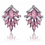 Opal Pink Blush Chic Art Deco Stud Earrings